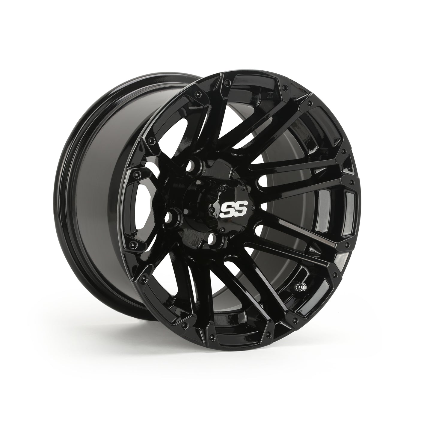 Golf Cart Aluminum Wheels, Glossy Black, Set of 4, Size: 12x7