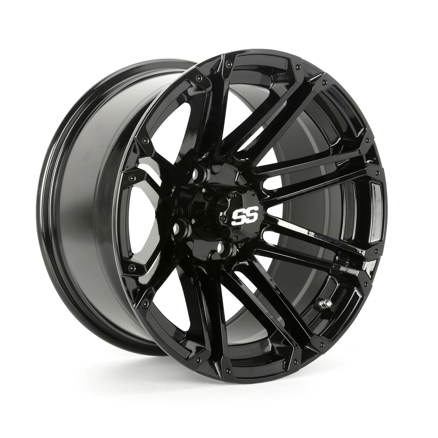 Golf Cart Aluminum Wheels, Glossy Black, Set of 4, Size: 14x7
