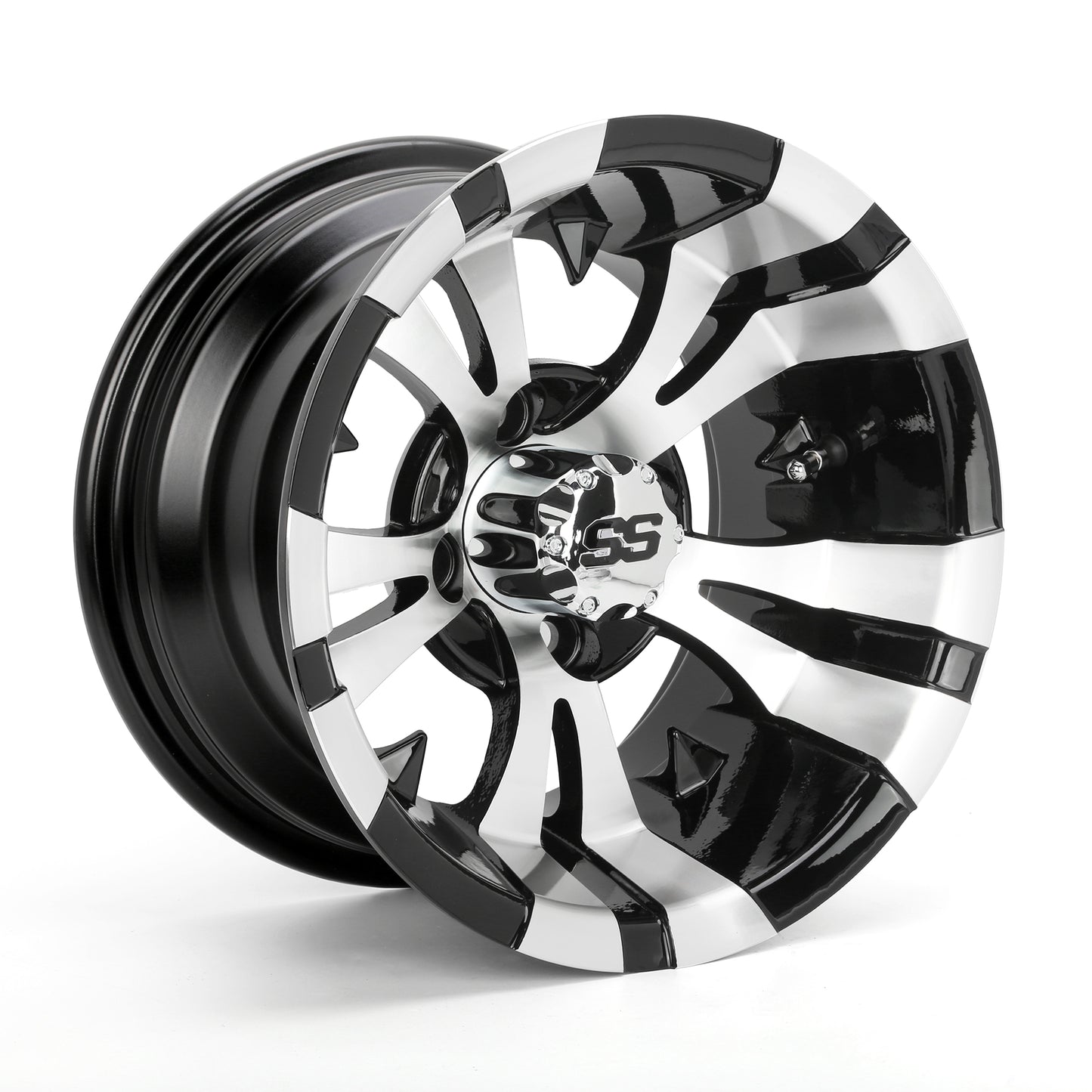 Golf Cart Aluminum Wheels, Machined Black, Set of 4, Size: 12x7