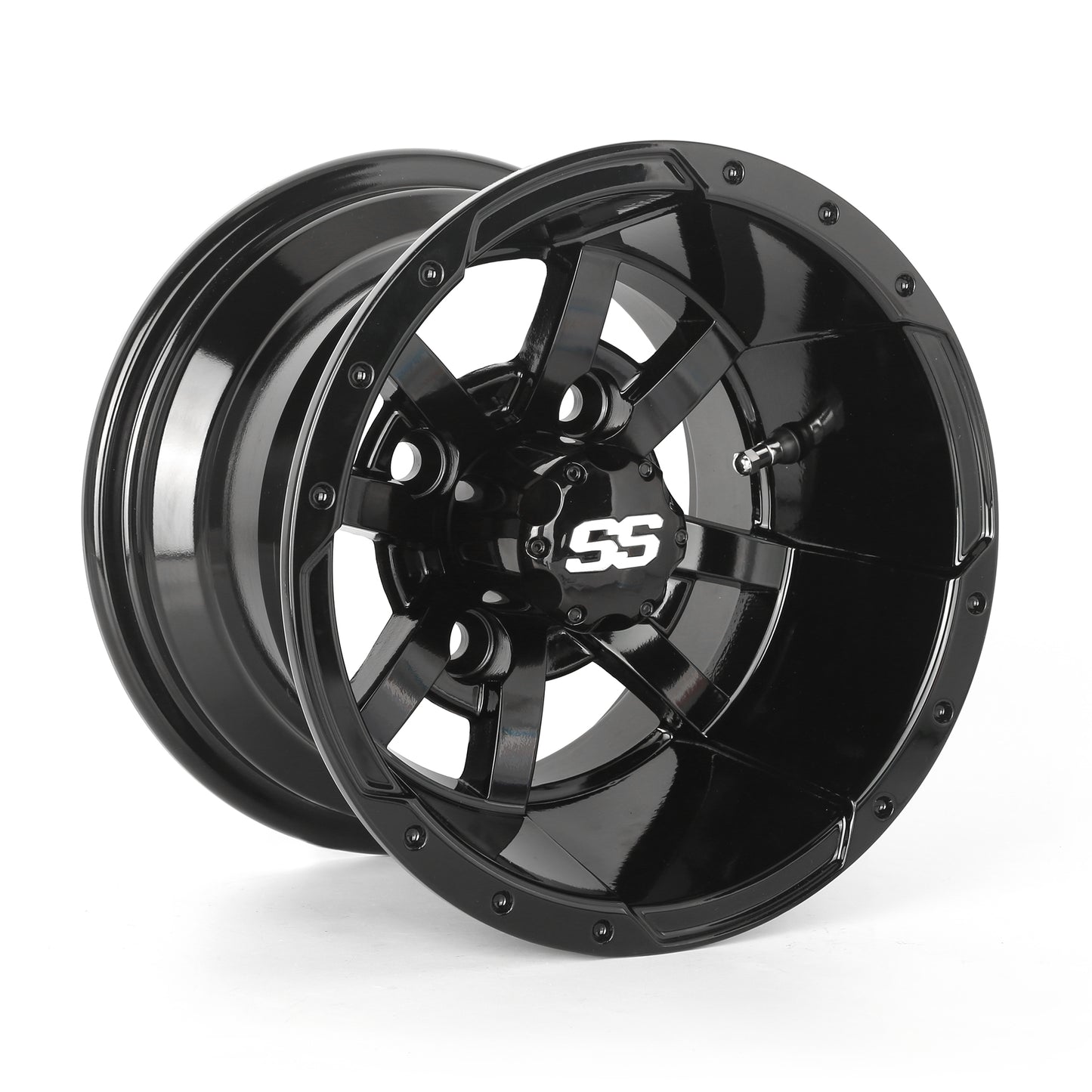 Golf Cart Aluminum Wheels, Glossy Black, Set of 4, Size: 10x7