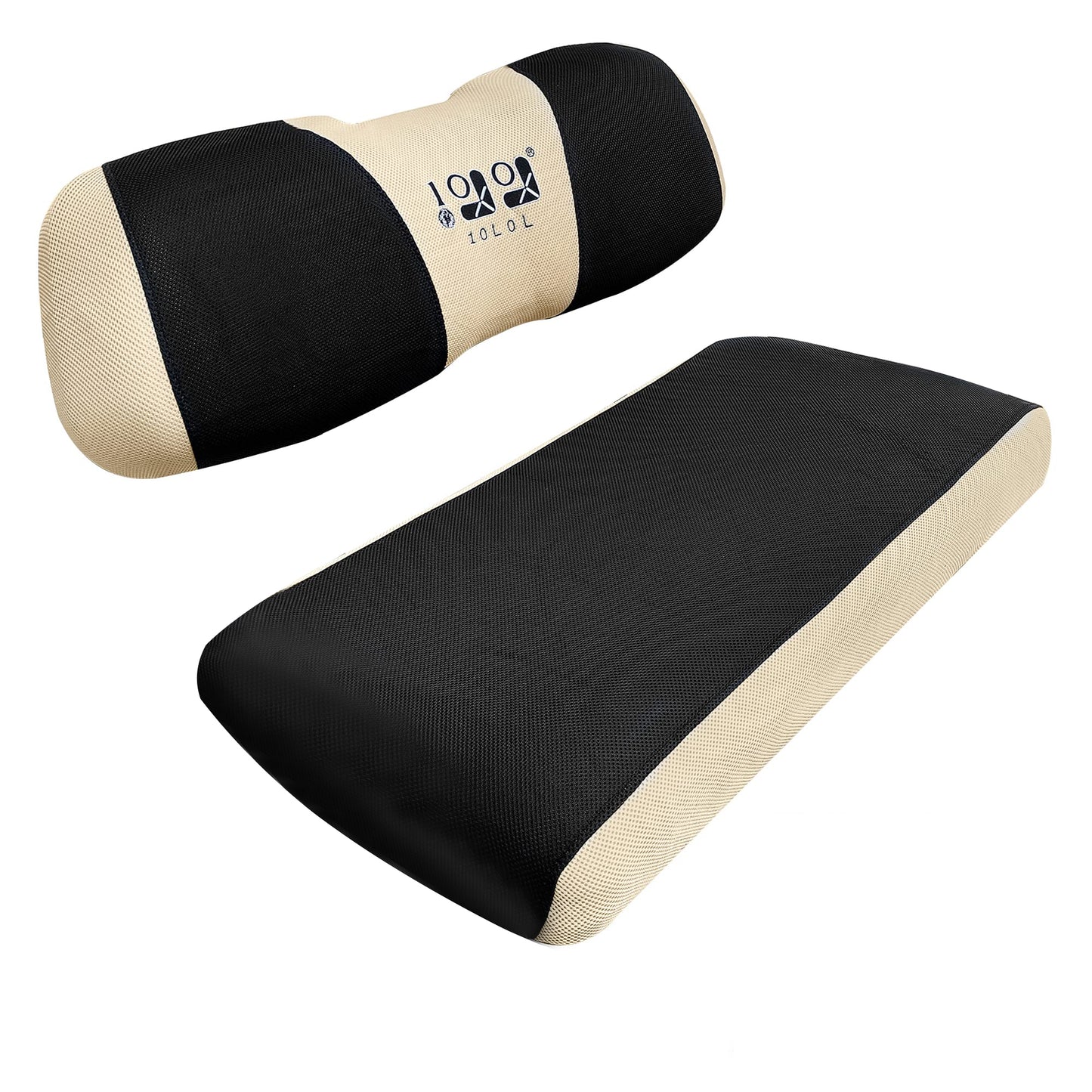 Golf Cart Polyester Mesh Seat Cover for Club Car Precedent, Yamaha Front Seat, L Size, Black Beige