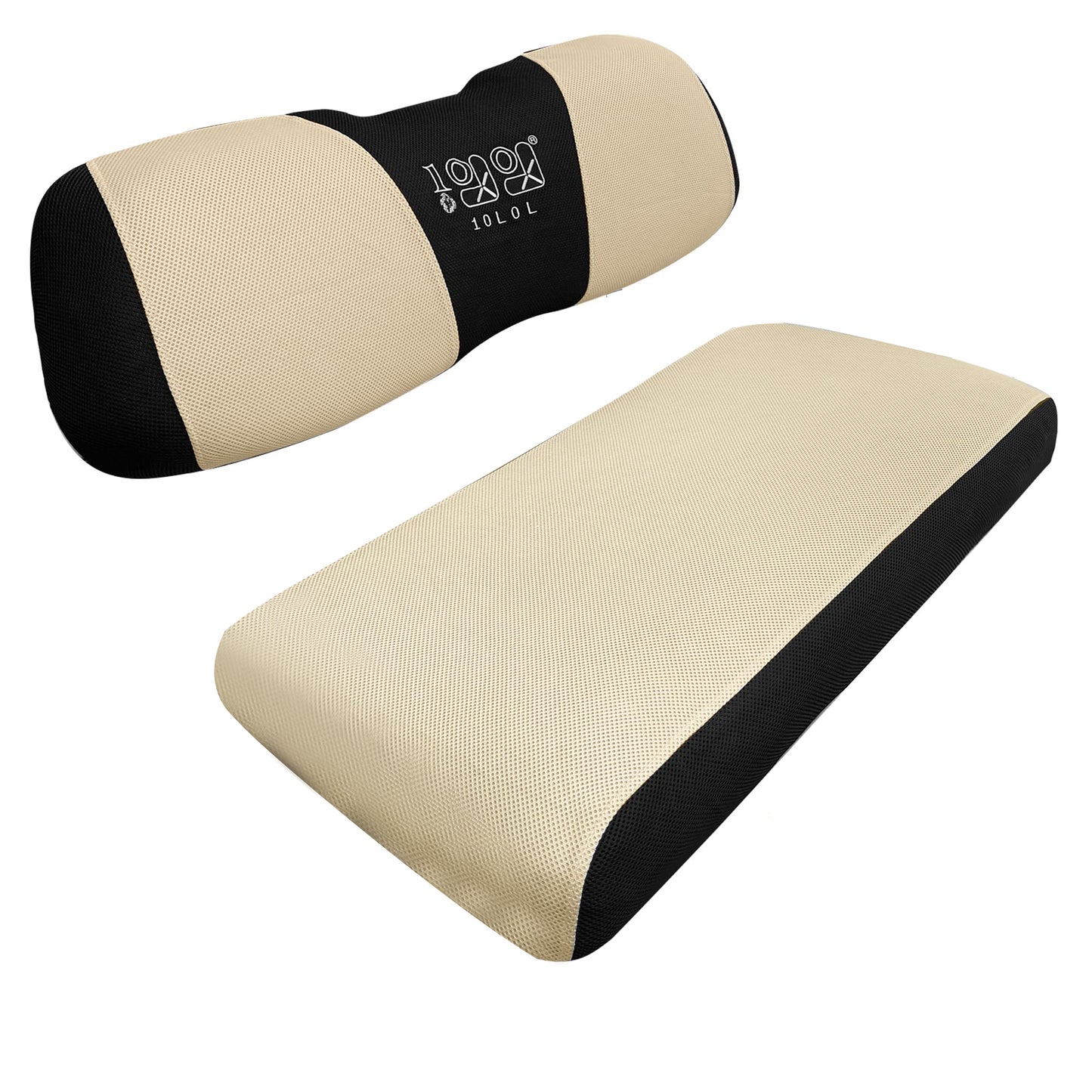 Golf Cart Polyester Mesh Seat Cover for Club Car Precedent, Yamaha Front Seat, L Size, Beige Black
