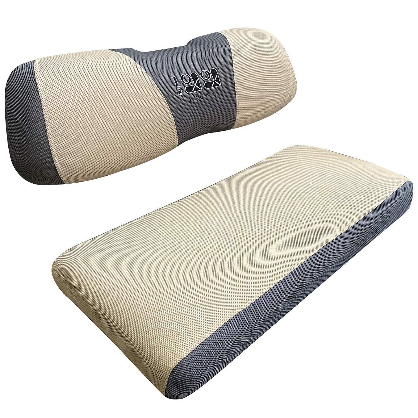 Golf Cart Polyester Mesh Seat Cover for Club Car Precedent, Yamaha Front Seat, L Size, Beige Blue