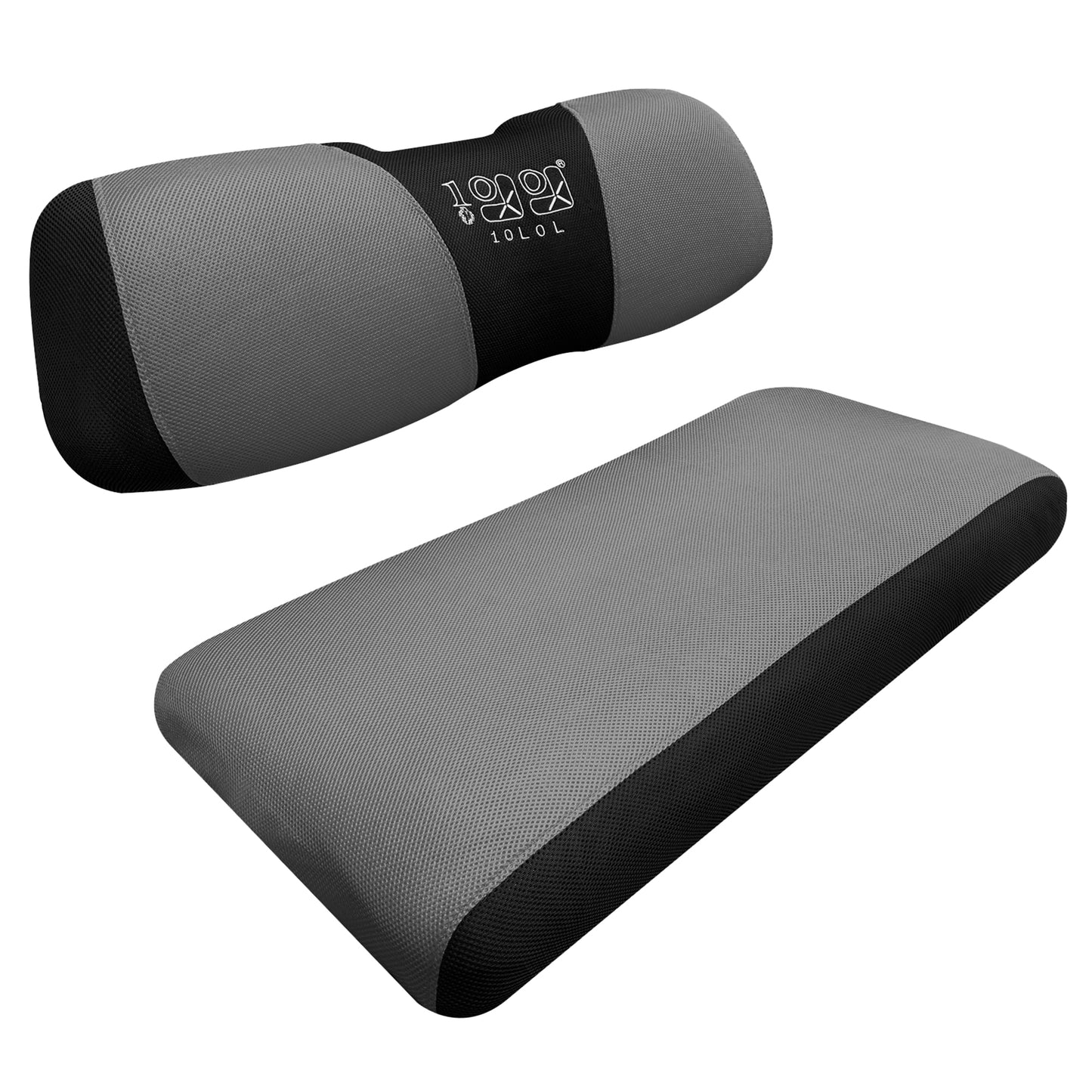 Golf Cart Polyester Mesh Seat Cover for Club Car Precedent, Yamaha Front Seat, L Size, Grey Black