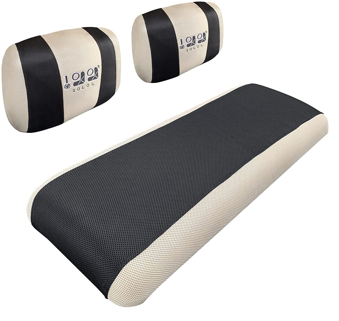 Golf Cart Polyester Mesh Seat Cover for Yamaha G2 G9 G16 G19 G22, Club Car DS Pre-2000, Black Beige