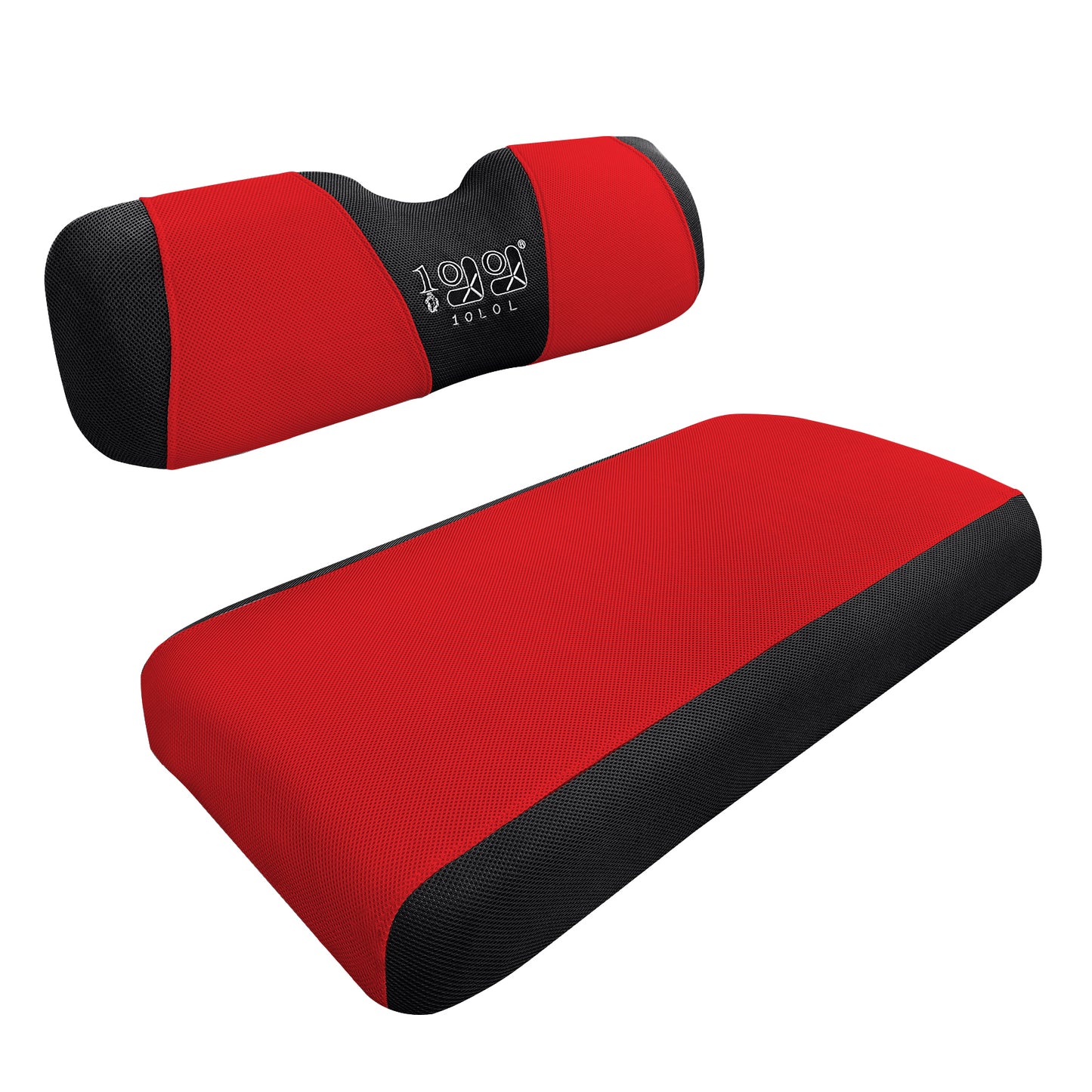 Golf Cart Polyester Mesh Seat Cover for EZGO TXT RXV Club Car DS Front Seat, S Size, Red Black