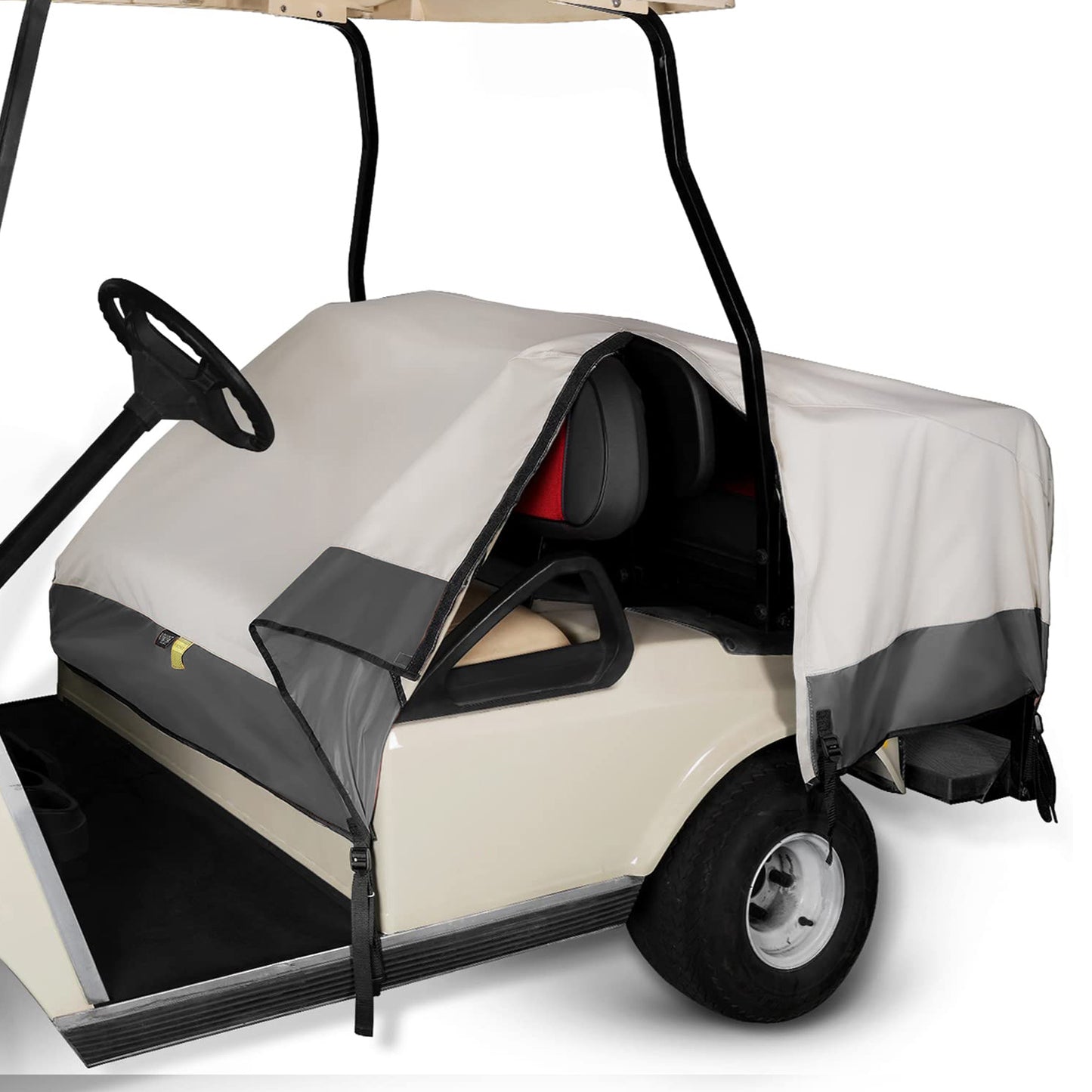 Golf Cart 2+2 Passenger Semi-Enclosed Cover, Beige Black