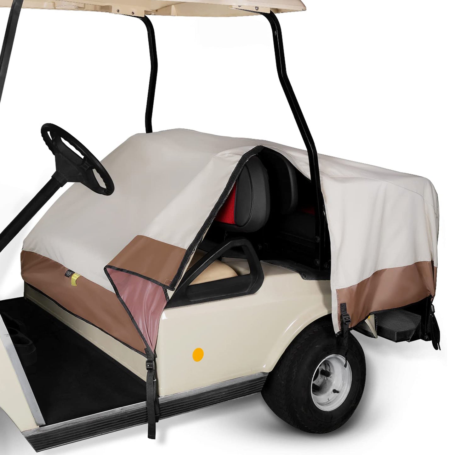 Golf Cart 2+2 Passenger Semi-Enclosed Cover, Beige Brown