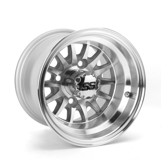Golf Cart Aluminum Wheels, Machined Silver, Set of 4, Size: 10x7