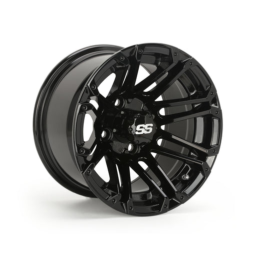 Golf Cart Aluminum Wheels, Glossy Black, Set of 4, Size: 12x7