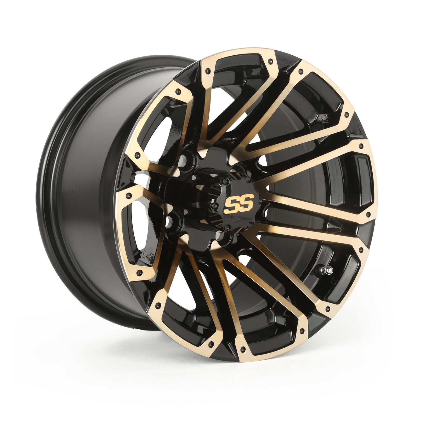 Golf Cart Aluminum Wheels, Machined Golden, Set of 4, Size: 12x7