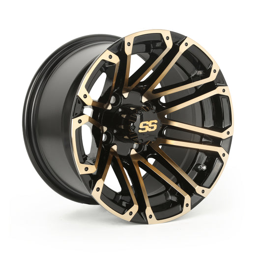Golf Cart Aluminum Wheels, Machined Golden, Set of 4, Size: 12x7
