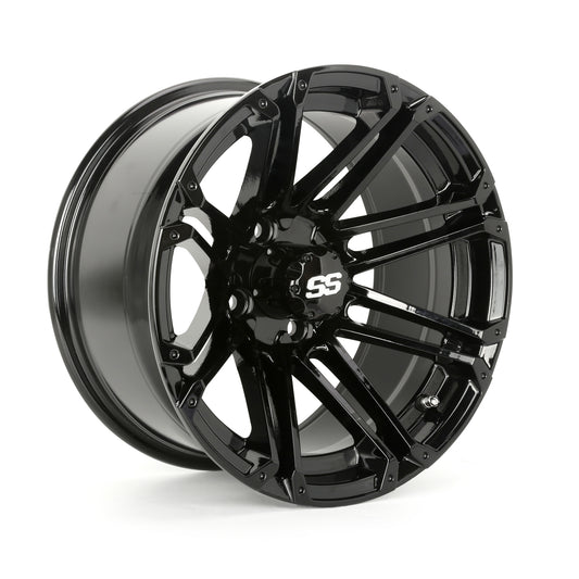 Golf Cart Aluminum Wheels, Glossy Black, Set of 4, Size: 14x7