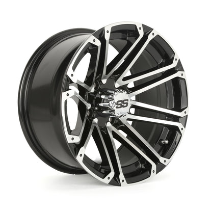 Golf Cart Aluminum Wheels, Machined Black, Set of 4, Size: 14x7