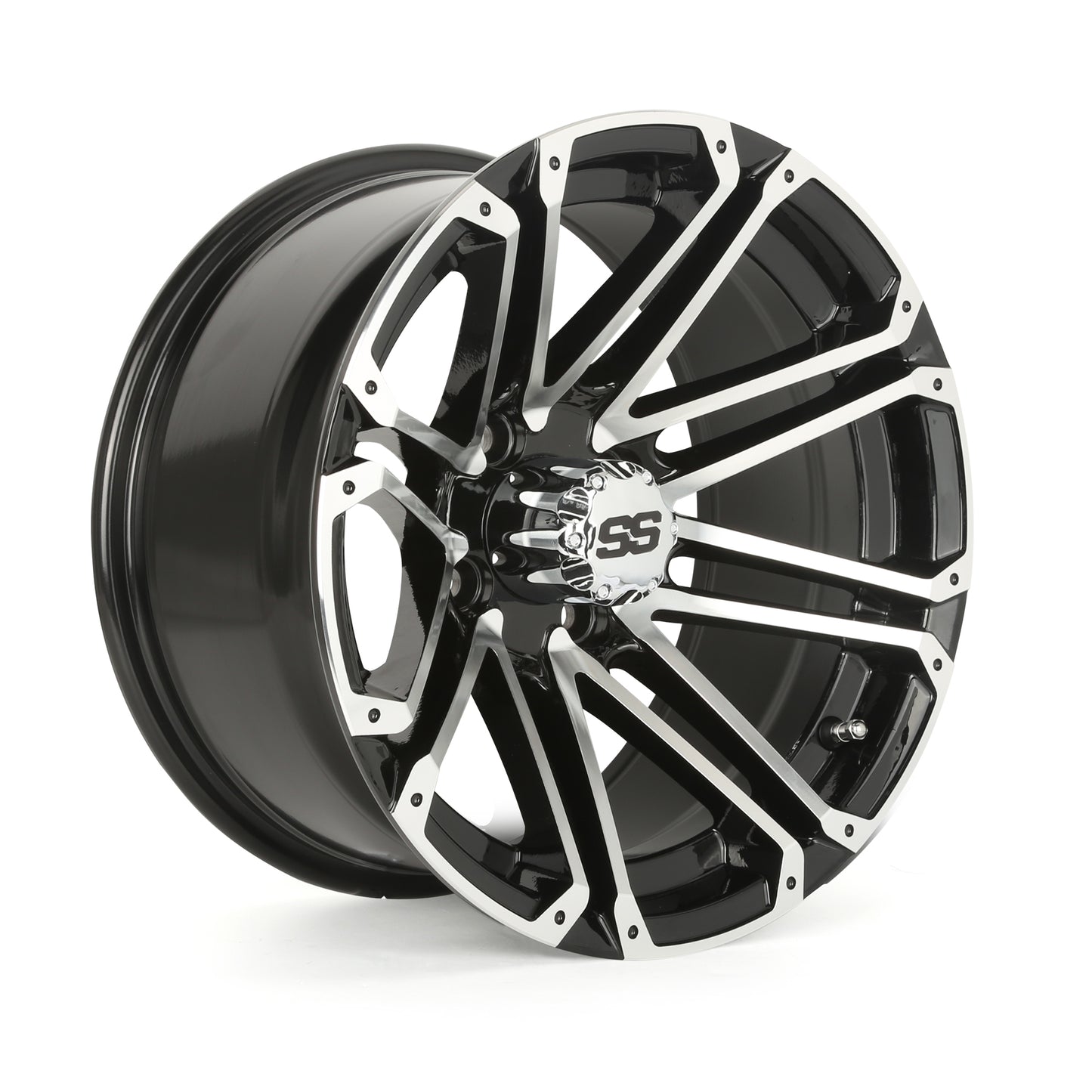 Golf Cart Aluminum Wheels, Machined Black, Set of 4, Size: 14x7, HT036