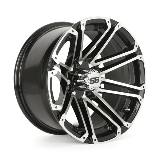 Golf Cart Aluminum Wheels, Machined Black, Set of 4, Size: 14x7, HT036
