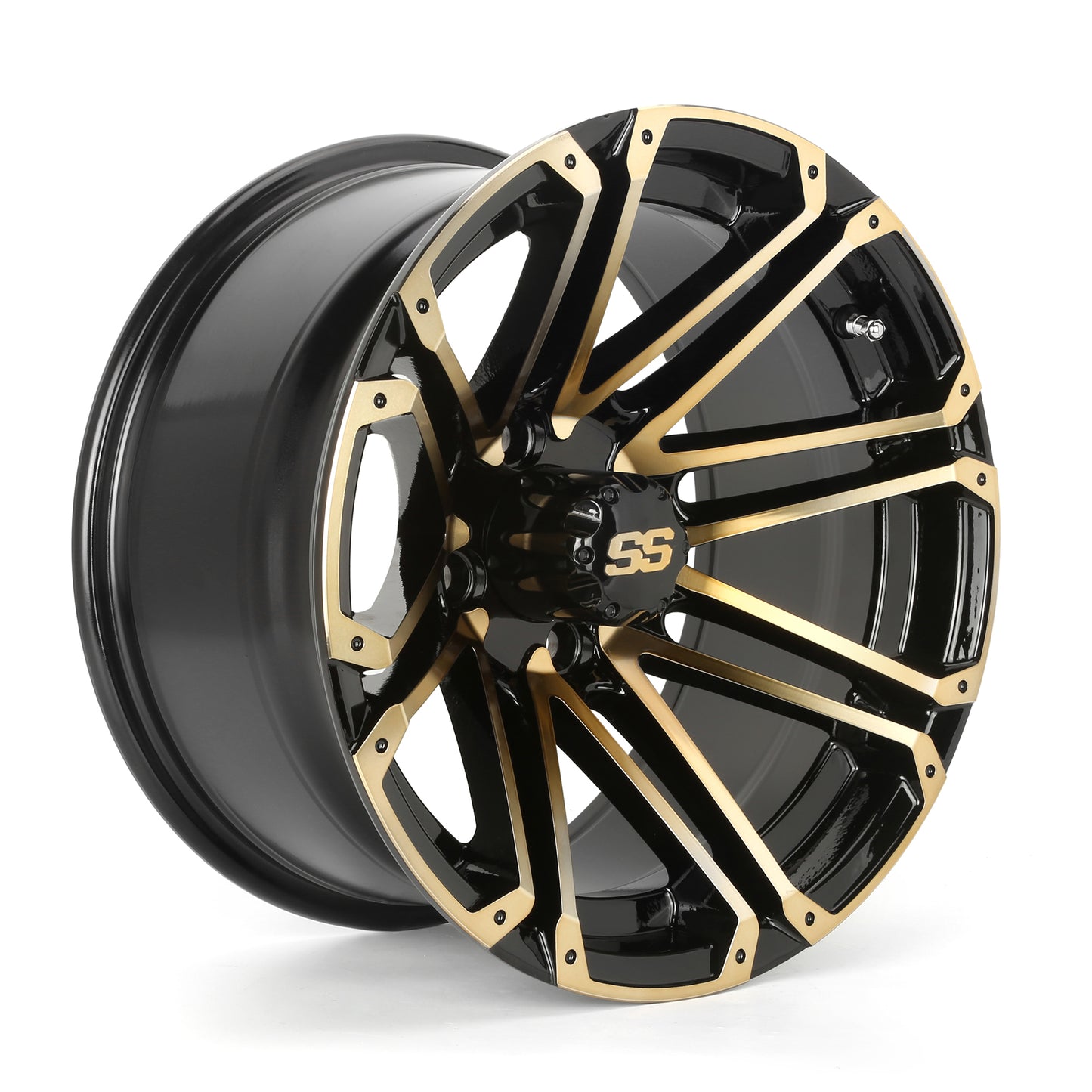 Golf Cart Aluminum Wheels, Machined Golden, Set of 4, Size: 14x7