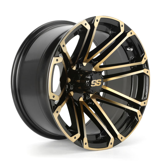 Golf Cart Aluminum Wheels, Machined Golden, Set of 4, Size: 14x7