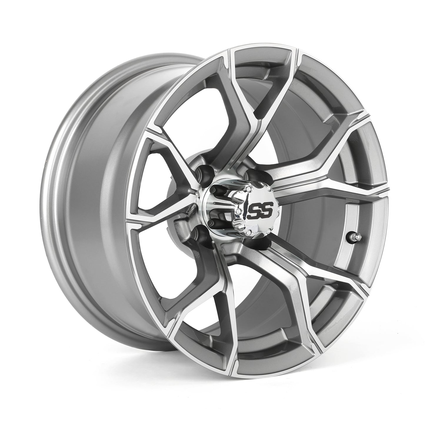 Golf Cart Aluminum Wheels, Machined Gun Metal, Set of 4, Size: 14x7