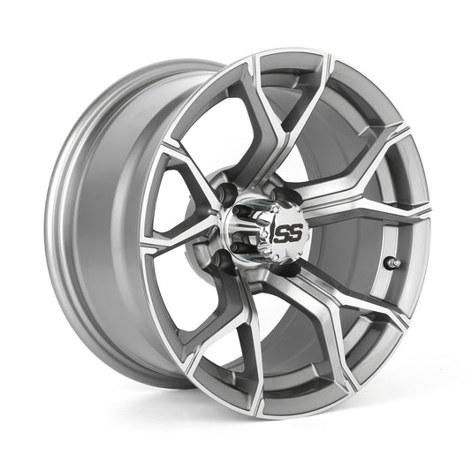 Golf Cart Aluminum Wheels, Machined Gun Metal, Set of 4, Size: 14x7