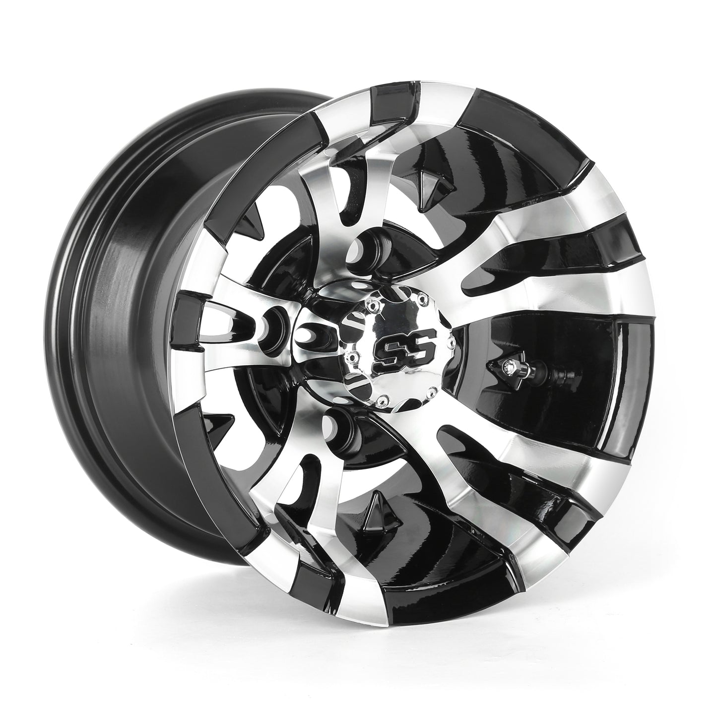 Golf Cart Aluminum Wheels, Machined Black, Set of 4, Size: 10x7