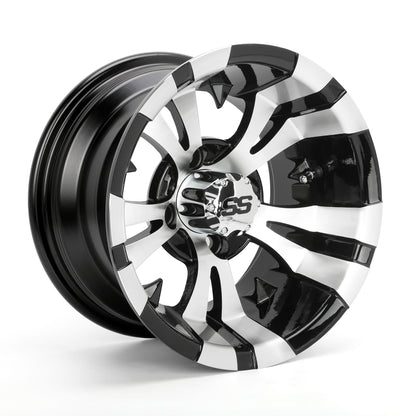 Golf Cart Aluminum Wheels, Machined Black, Set of 4, Size: 12x7