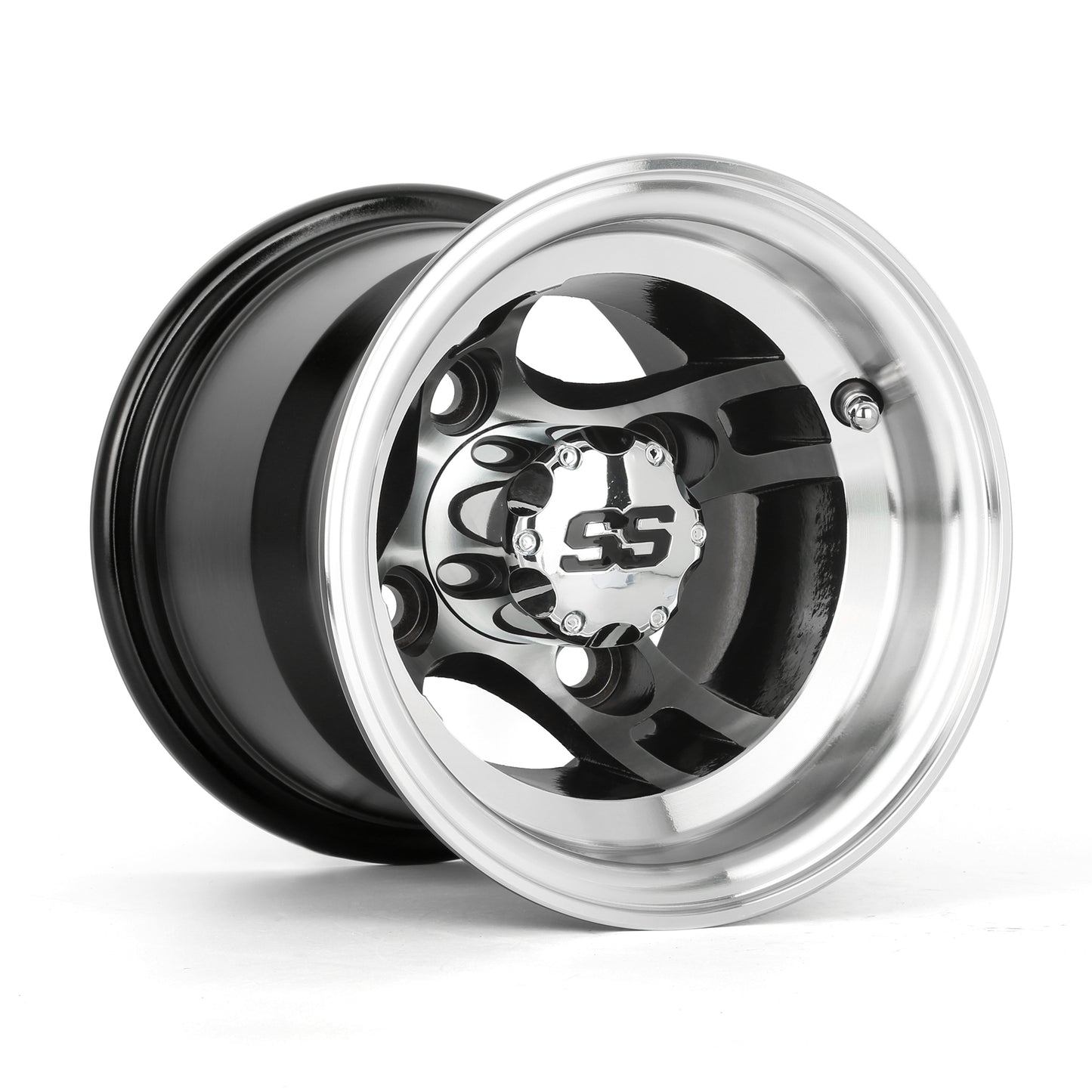 Golf Cart Aluminum Wheels, Machined Black, Set of 4, Size: 8x7