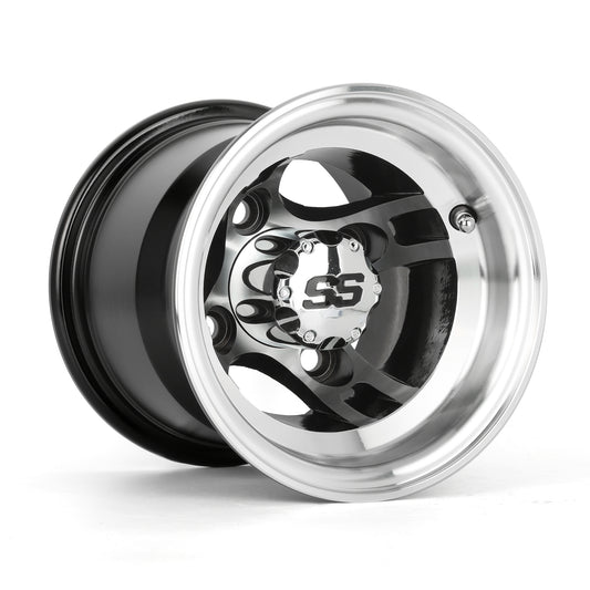 Golf Cart Aluminum Wheels, Machined Black, Set of 4, Size: 8x7