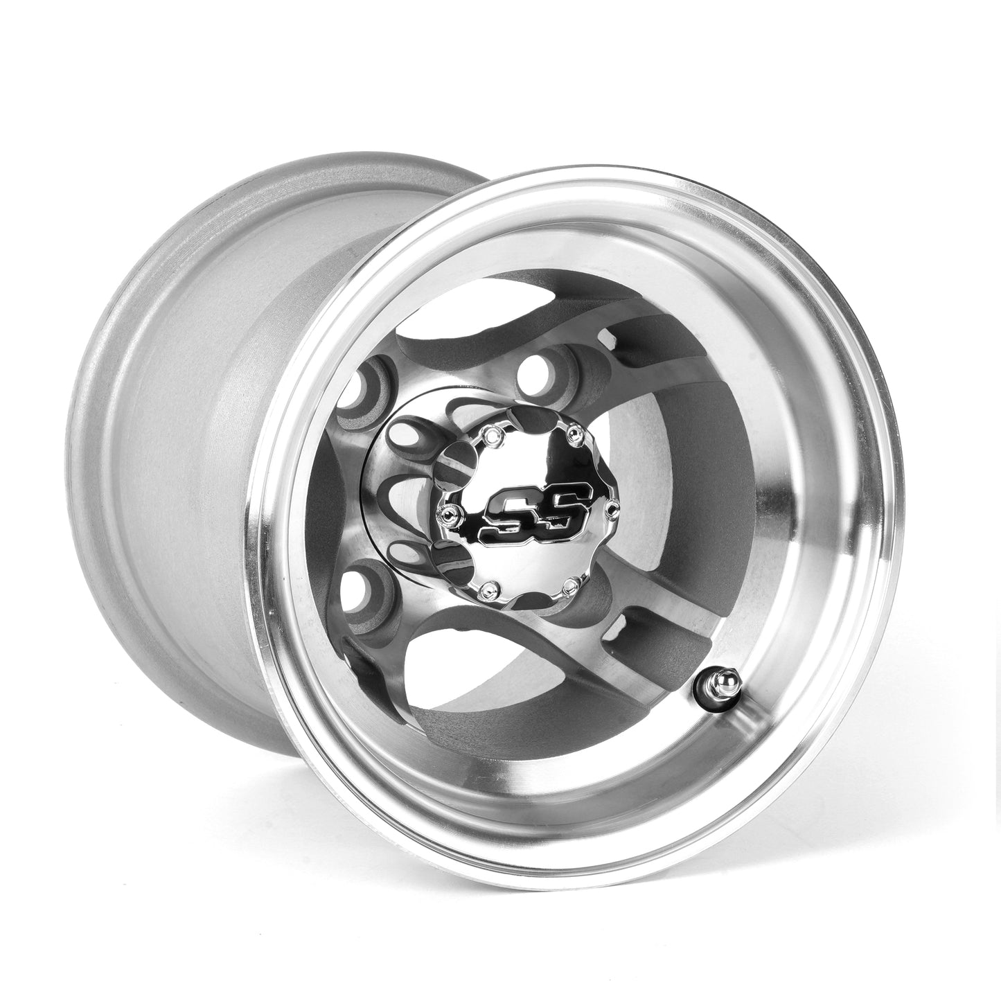 Golf Cart Aluminum Wheels, Machined Silver, Set of 4, Size: 8x7