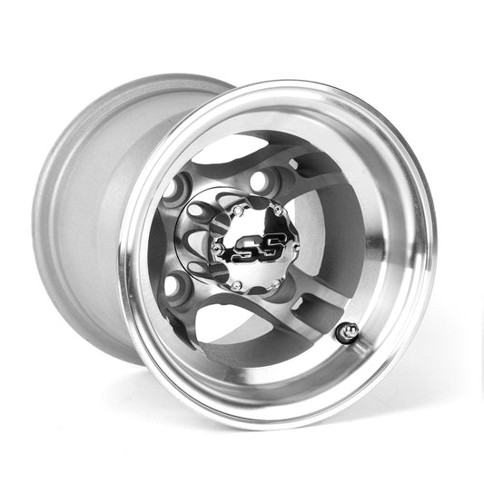 Golf Cart Aluminum Wheels, Machined Silver, Set of 4, Size: 8x7