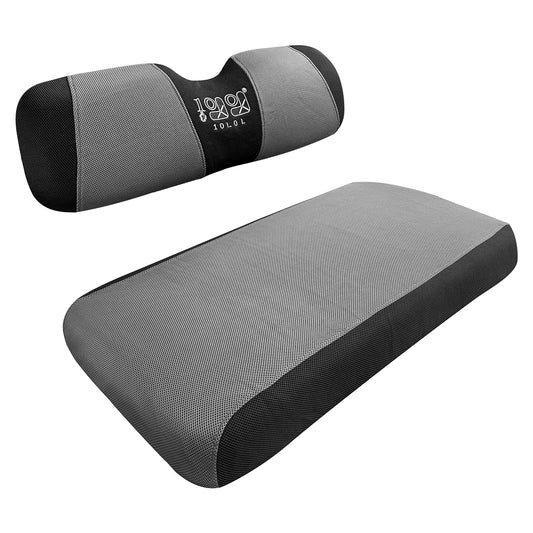 Golf Cart Polyester Mesh Seat Cover for EZGO TXT RXV Club Car DS Front Seat, S Size, Grey Black