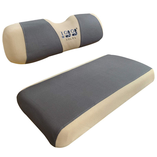 Golf Cart Polyester Mesh Seat Cover for EZGO TXT RXV Club Car DS Front Seat, S Size, Grey Beige