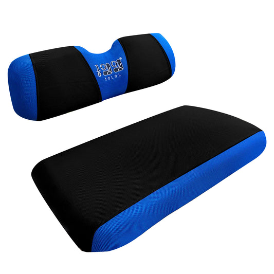 Golf Cart Polyester Mesh Seat Cover for EZGO TXT RXV Club Car DS Front Seat, S Size, Blue Black